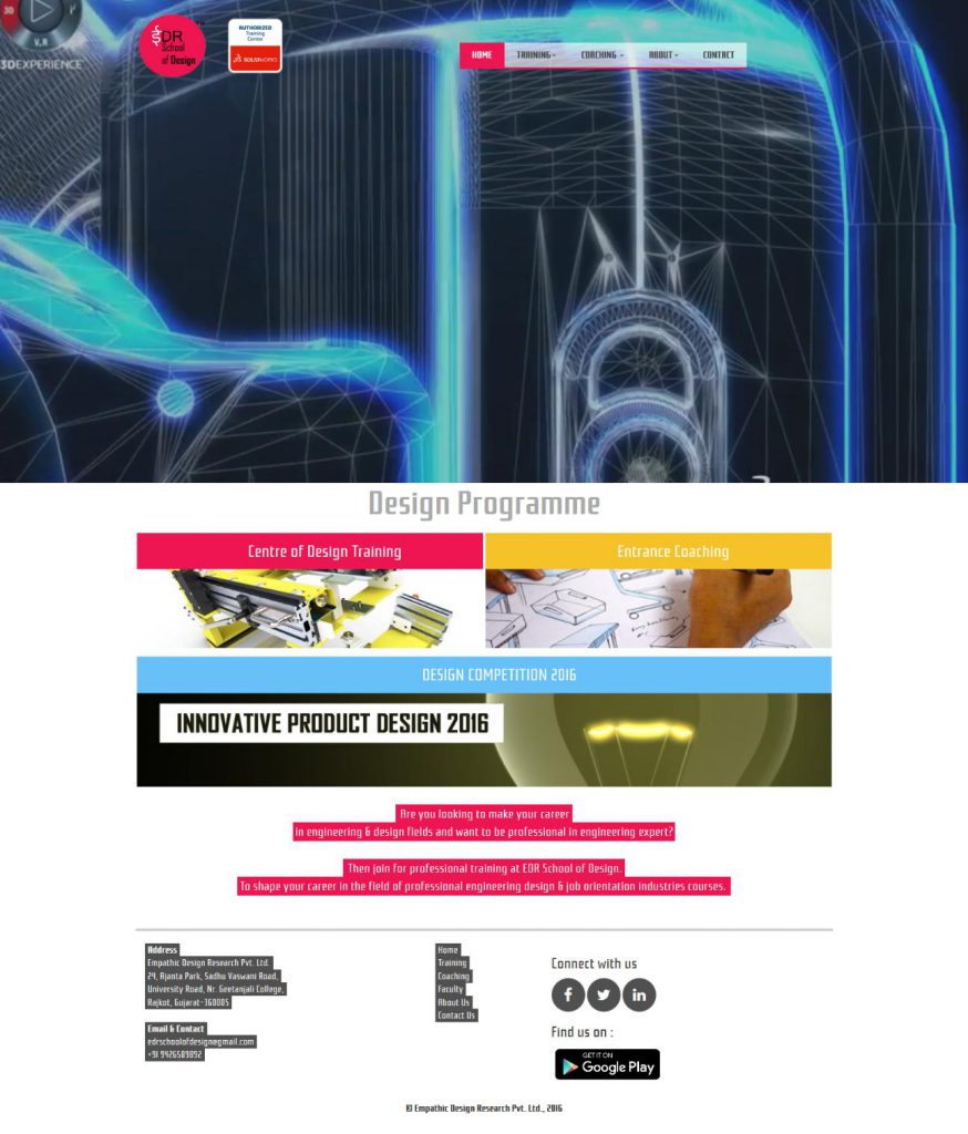 EDR School of Design Webite Design